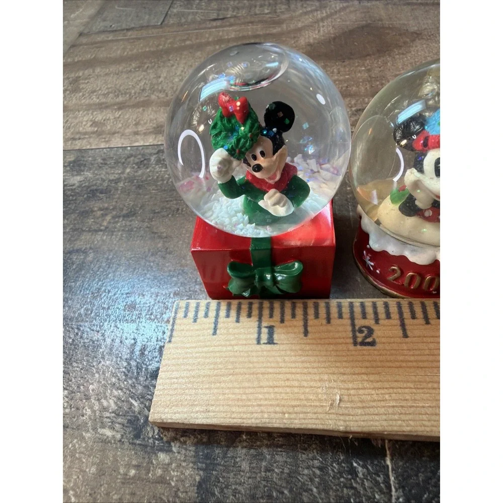 Lot of 4 Vintage Disney JCPenney Mickey Mouse Christmas Miniature Snow Globes